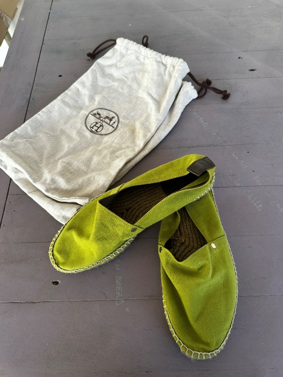 Hermes Men\'s  Espadrilles in Green Canvas Size 42 main image 7
